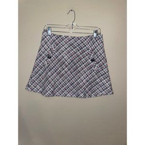 ZARA Women’s/Junior’s Red, white and navy Textured A-line Mini Skirt in Size Lar